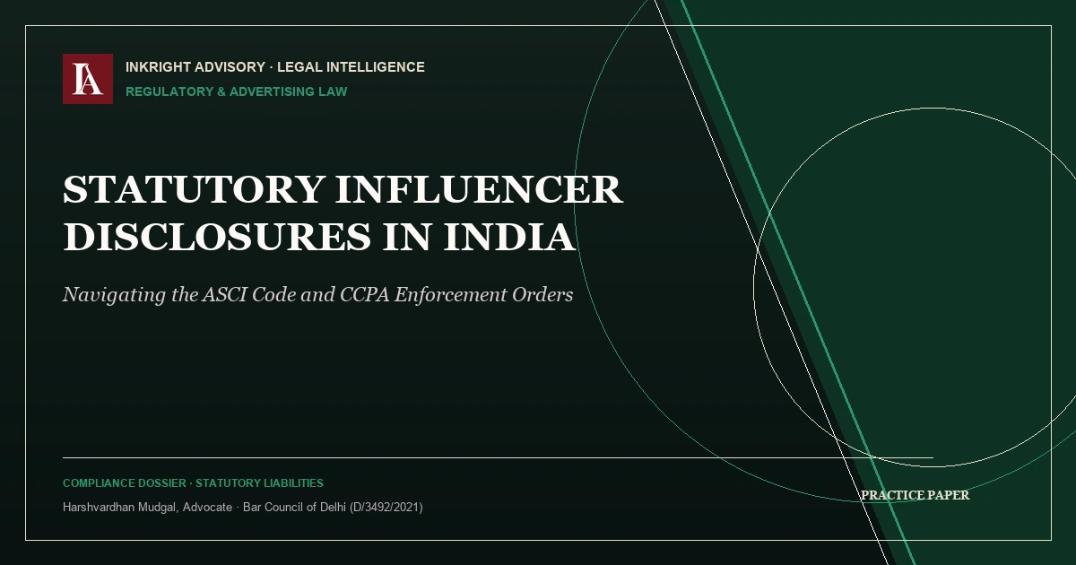 Statutory Influencer Disclosures in India: Navigating ASCI Codes and CCPA Penalties
