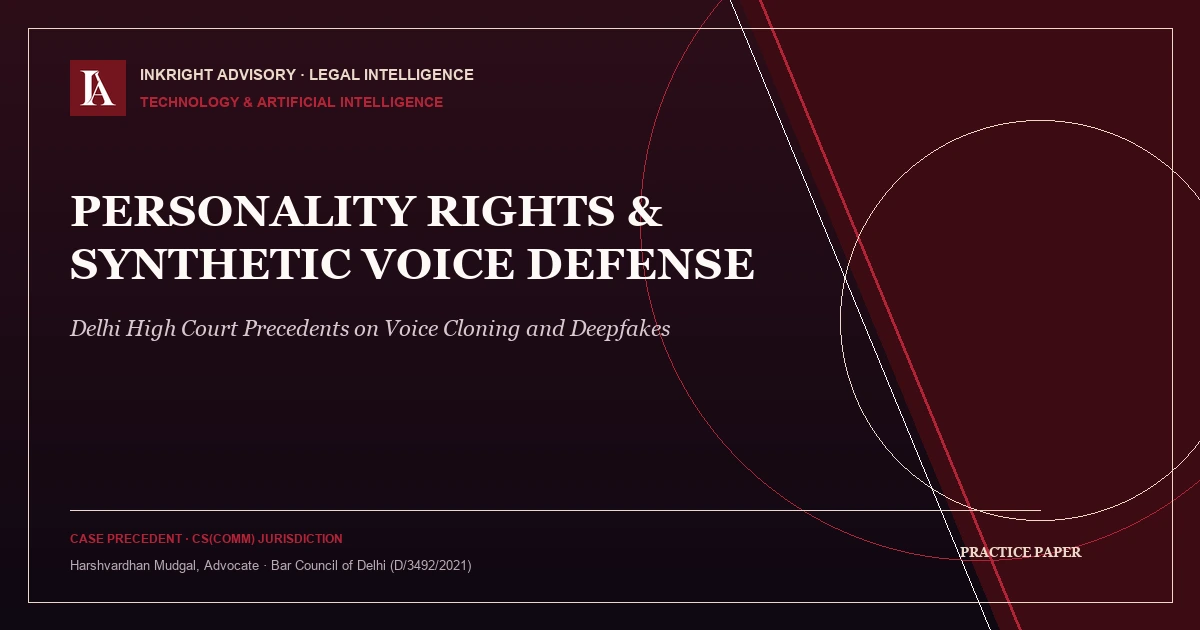 Protecting Personality Rights Against AI Deepfakes: The Delhi High Court Legal Playbook